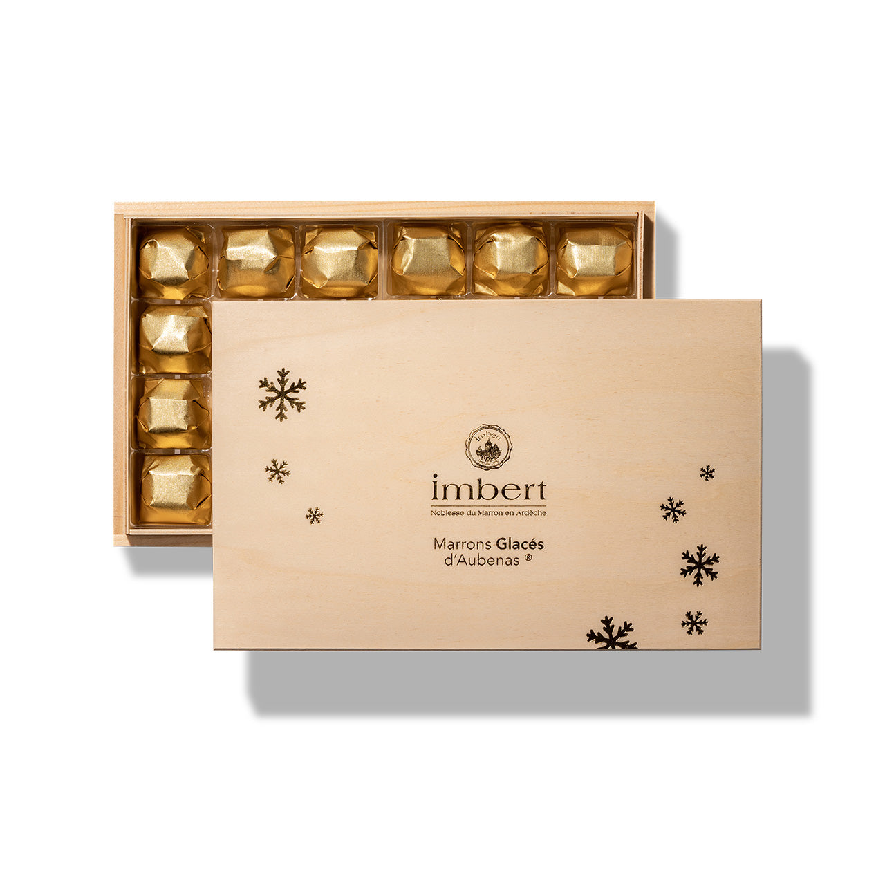 Coffret bois de Marrons Glacés Enveloppés