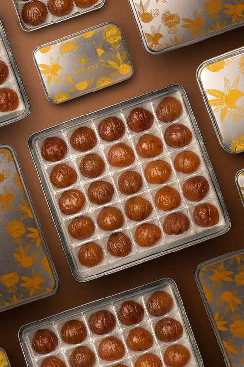 Boîte fer de Marrons Glacés Entiers