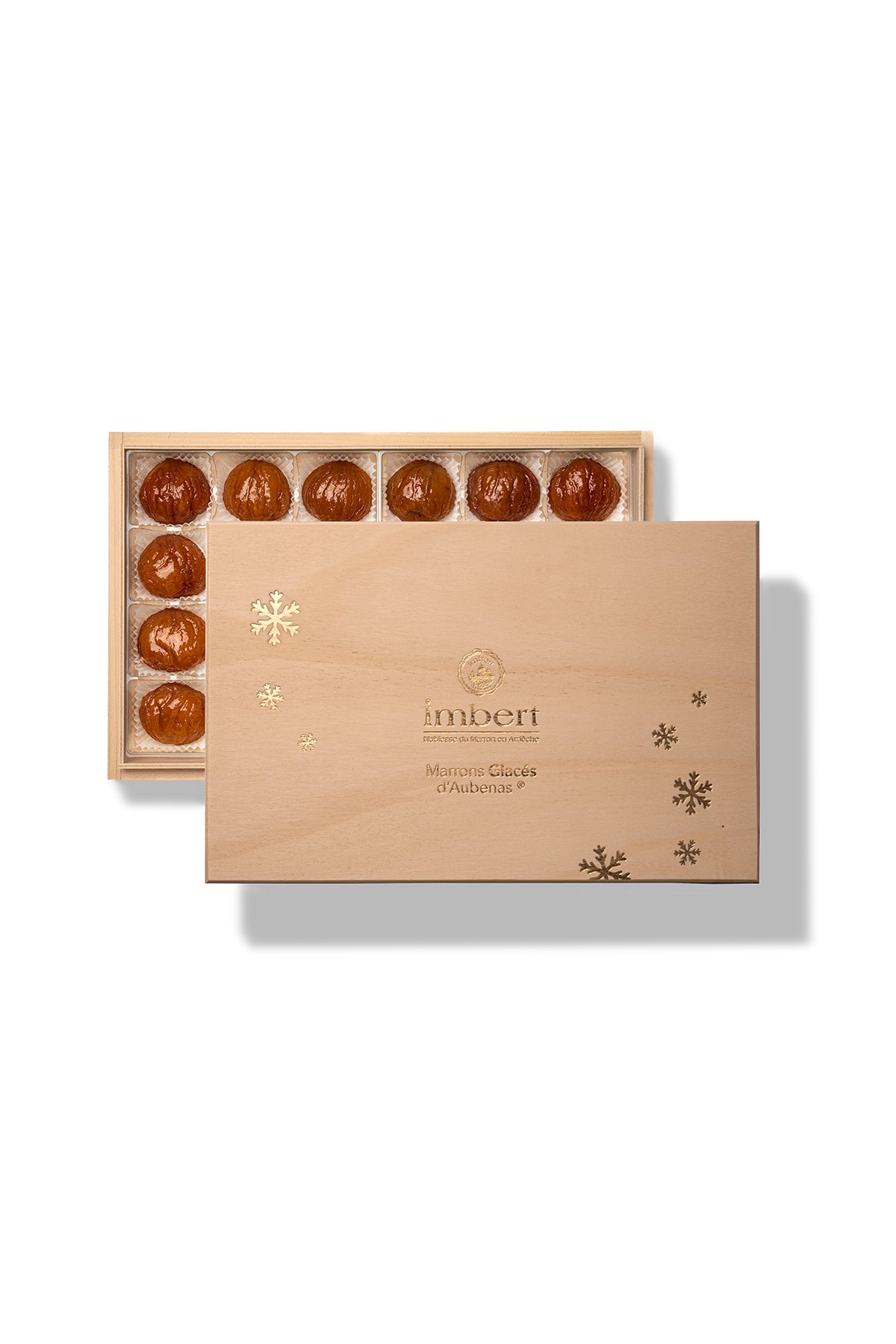 Coffret bois de Marrons Glacés Entiers