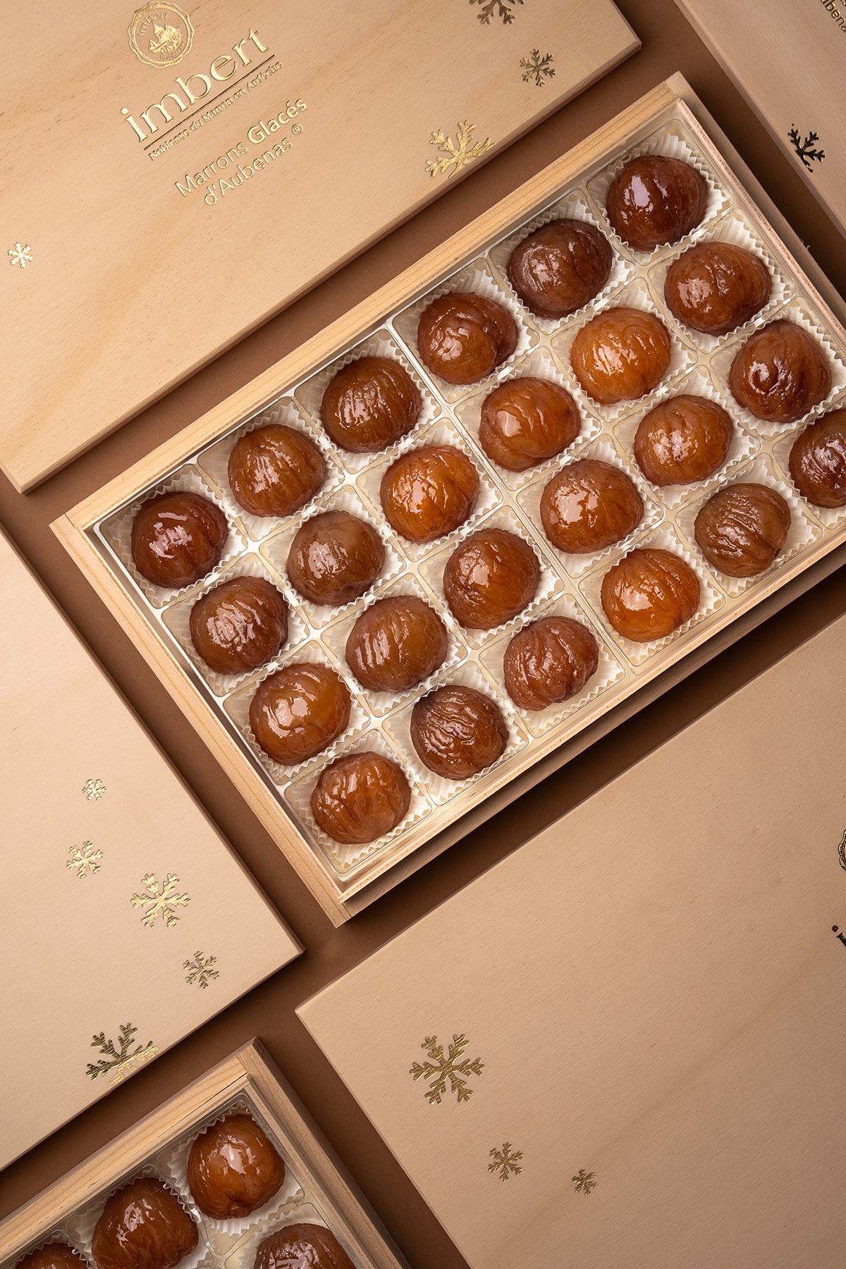 Coffret bois de Marrons Glacés Entiers